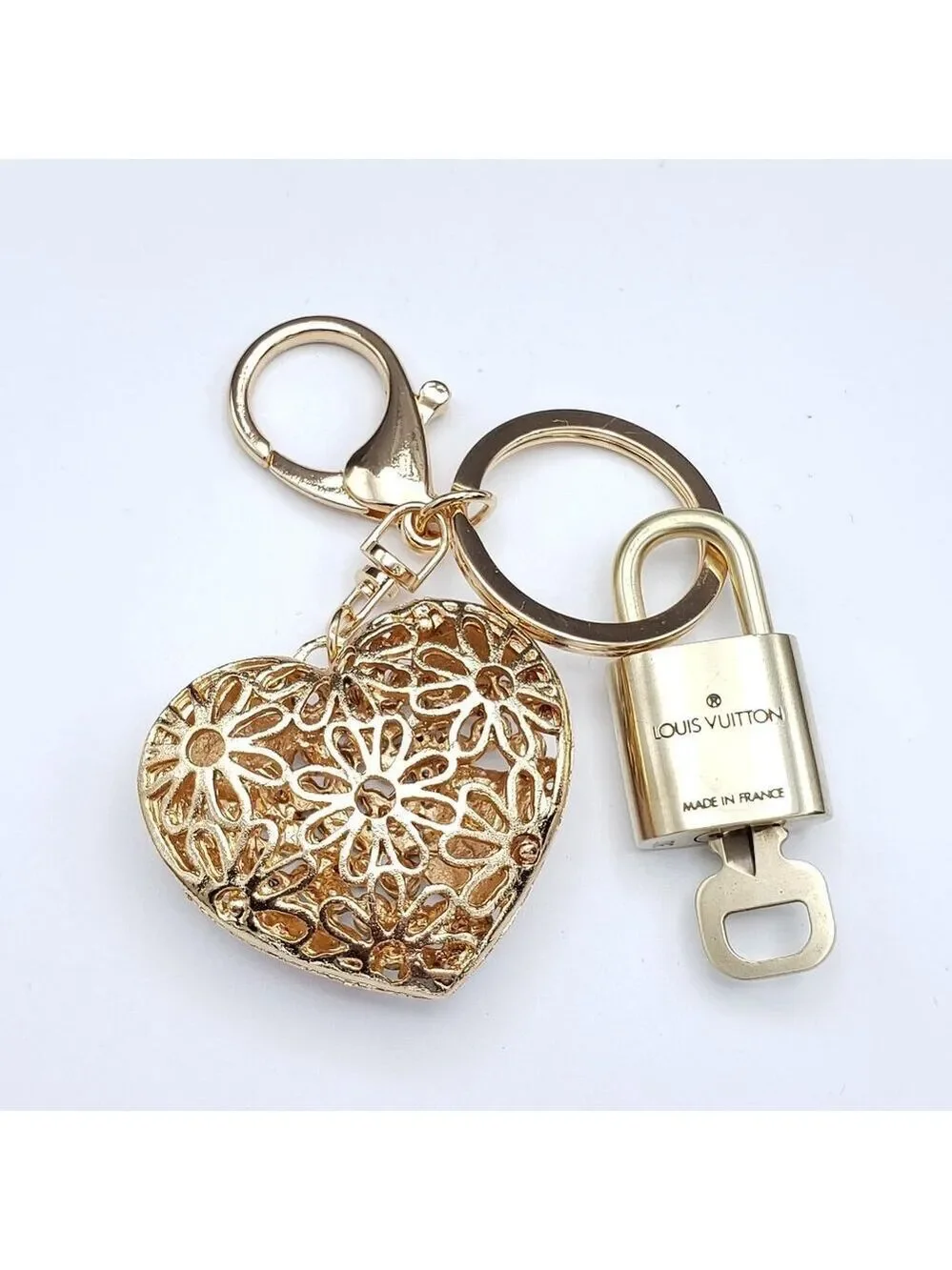 Authentic Louis Vuitton Gold Lock 🔒 Unbranded Heart Keychain Bag Charm LV